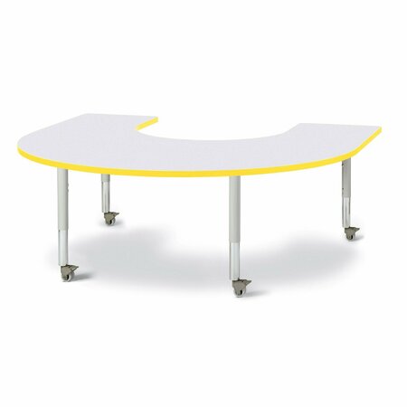 JONTI-CRAFT Berries Horseshoe Activity Table, 66 in. x 60 in., Mobile, Freckled Gray/Yellow/Gray 6445JCM007